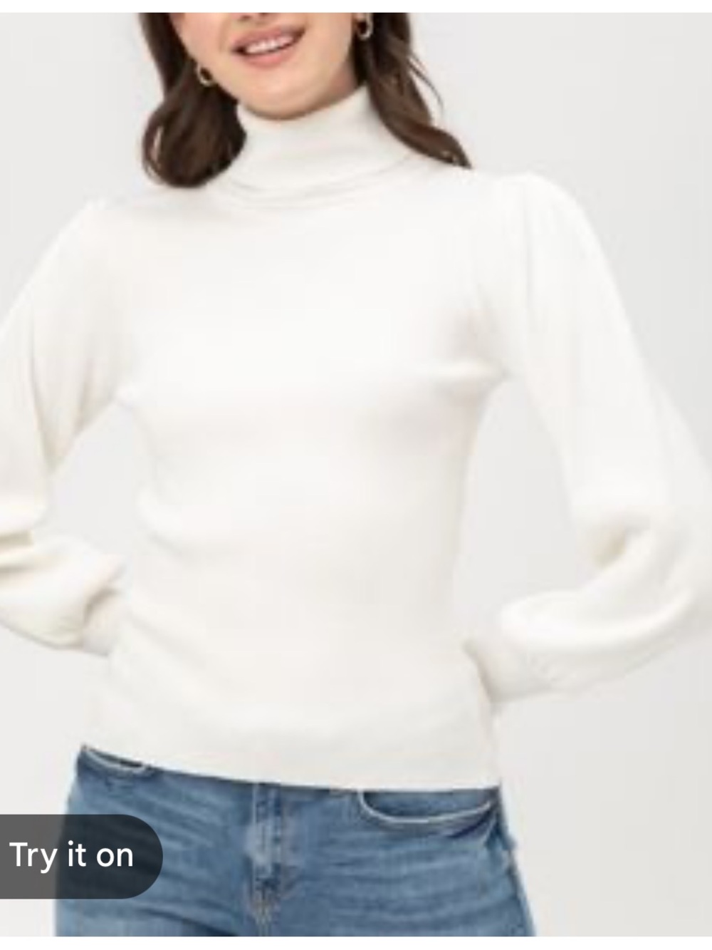 Love Tree Off-White Ribbed Turtleneck Sweater